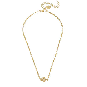 Mini Gold Cross on Chain Necklace-Blue Hand Home