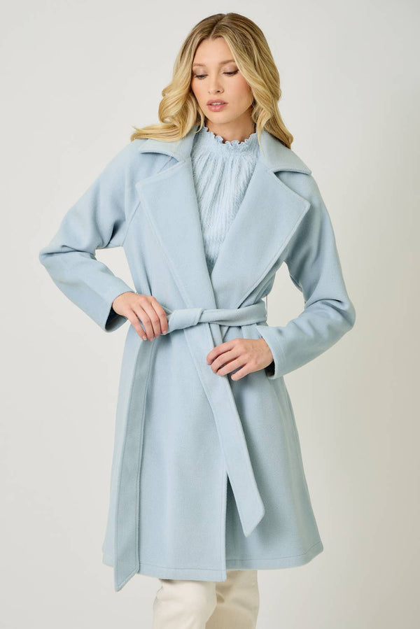 60745 Lapel Collar Robe Coat-Blue Hand Home
