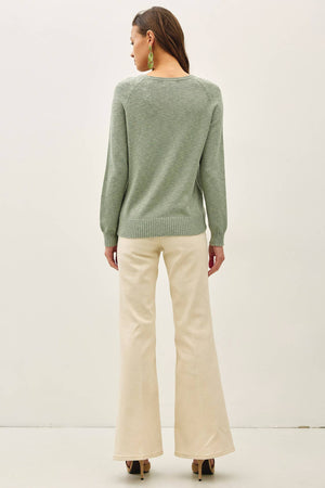 [NEW SHADE]RAGLAN SLEEVE SLUB PULLOVER SWEATER-Blue Hand Home