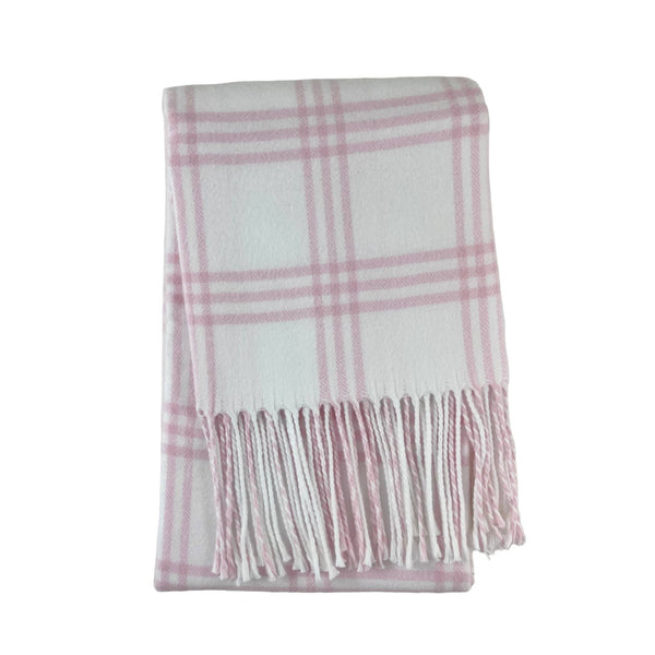 701 - Window Pane Check Flannel With Fringe-Blue Hand Home