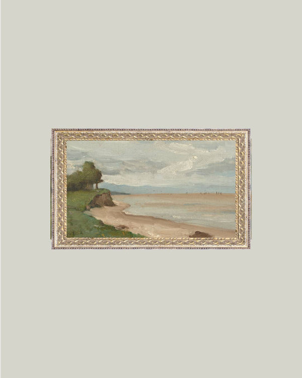 Beach Near Etretat Framed Antique Art-Blue Hand Home