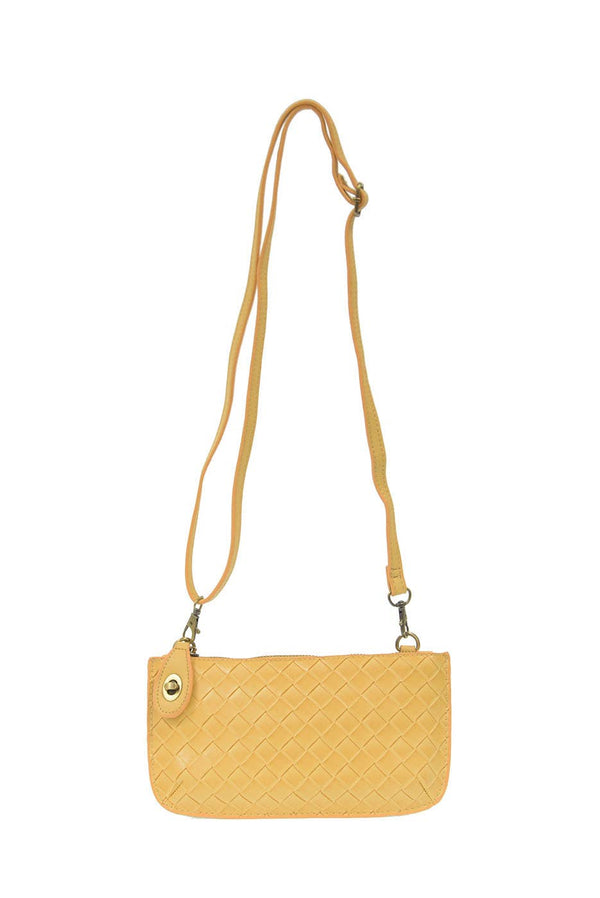 Faux Wide Woven Mini Crossbody Wristlet Clutch-Blue Hand Home