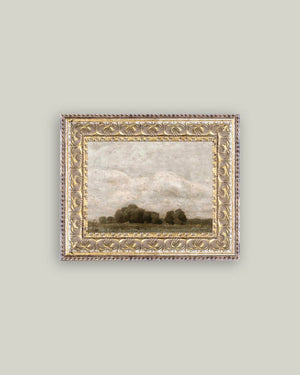 Tree and Cloud Landscape Framed Antique Art-Blue Hand Home