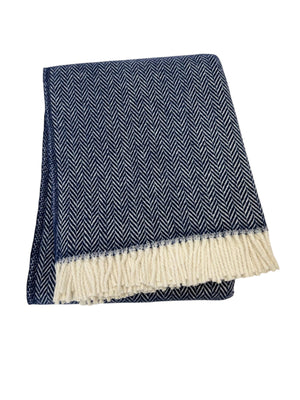 355 - Herringbone Plush Throw-Blue Hand Home