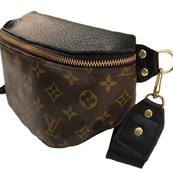 Britt Belt Bag - Upcycled Monogram Full Front - Black