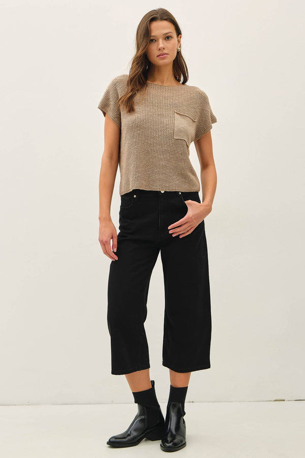 [New Color] Patch Pocket Dolman Cap Sleeve Boxy Knit