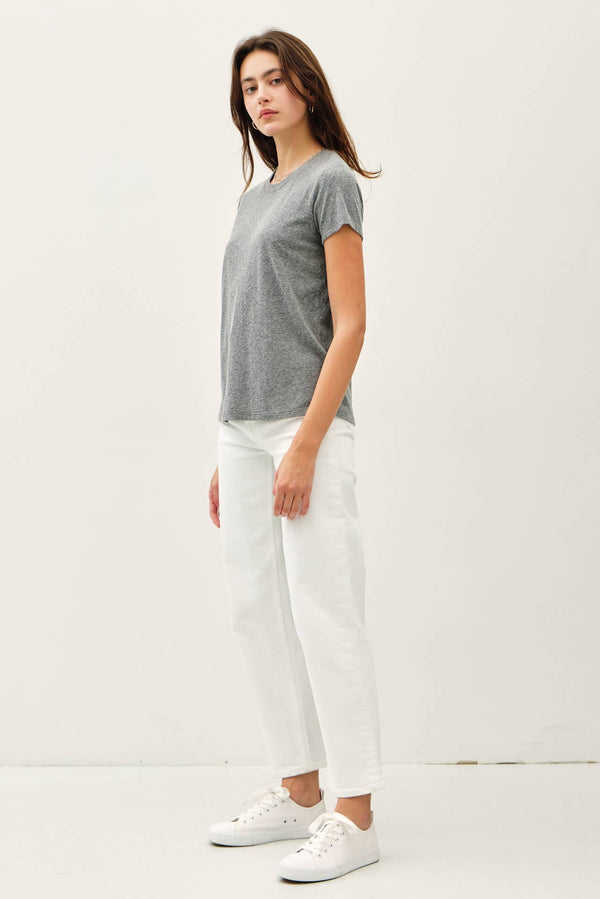 SOFT ROUND NECK SOLID BASIC TEE SHIRT-Blue Hand Home