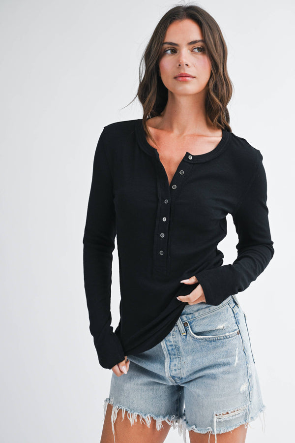 8630hk Henley Long Sleeve Top