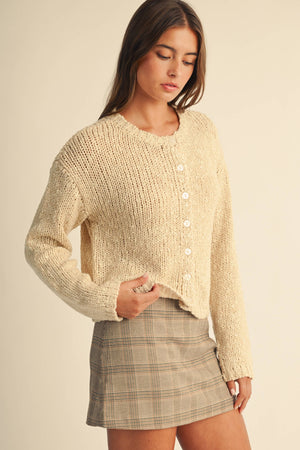 5261ik Textured Button Front Knit Cardigan Sweater