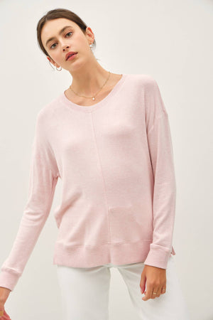 BUTTERY HACCI BRUSHED PULLOVER KNIT TOP-Blue Hand Home