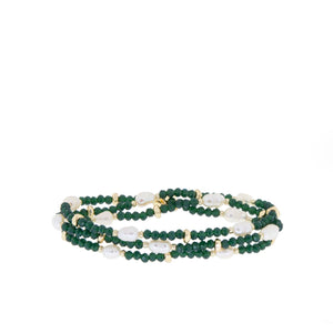 Crystal beaded pearl wrap bracelet-Blue Hand Home