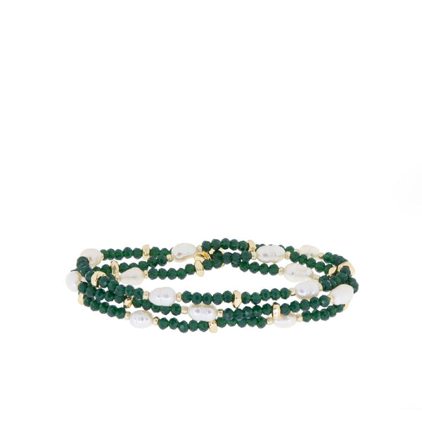 Crystal beaded pearl wrap bracelet-Blue Hand Home
