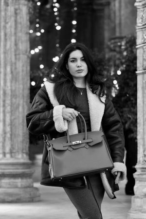 ELIZABETH BAG IN TOGO LEATHER BURGUNDY-Blue Hand Home