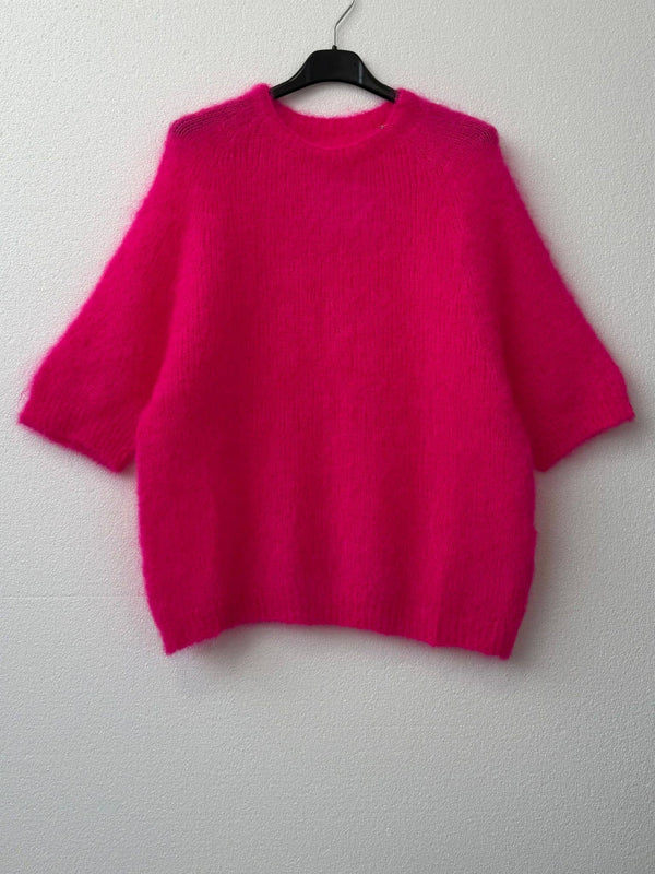 80% kid mohair sweater 3011: Rose bonbon-Blue Hand Home