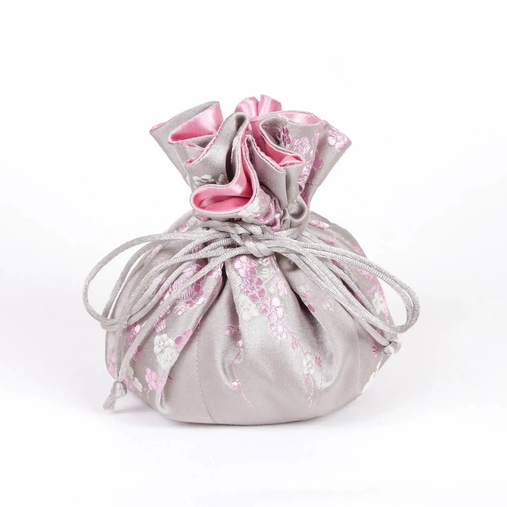 Cherry Blossom Prints, Brocade Jewelry Pouch, Jewelry Bags-Blue Hand Home