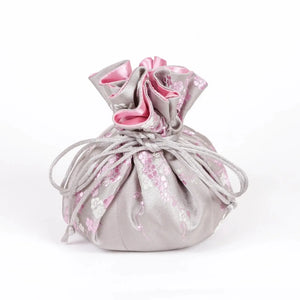 Cherry Blossom Prints, Brocade Jewelry Pouch, Jewelry Bags-Blue Hand Home
