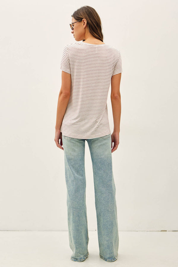 LINEN BLENDED STRIPED RELAXED TEE-Blue Hand Home