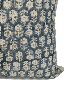 Handcrafted Block Print Duck Canvas Pillow Cover -Tulsi Buti-Blue Hand Home