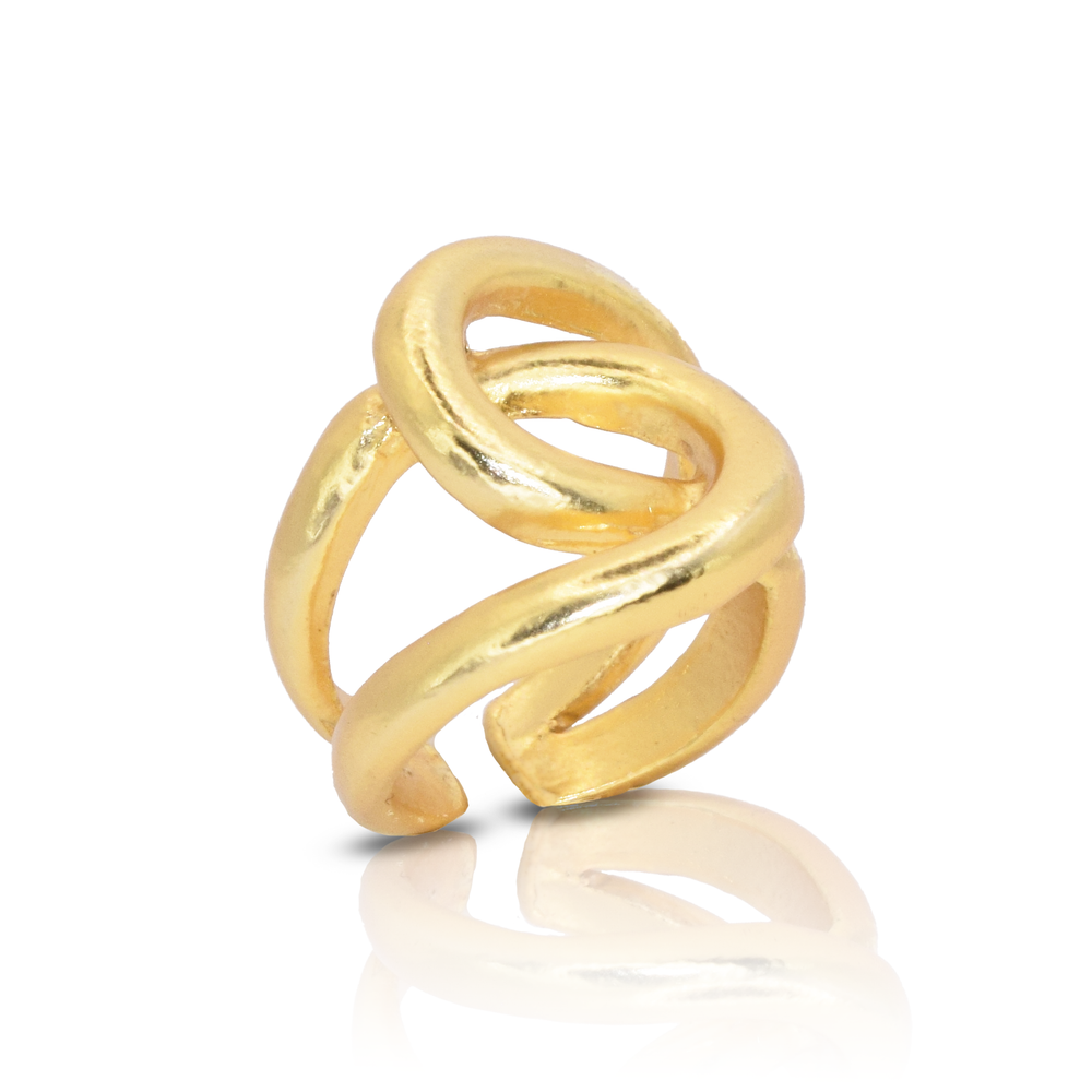 Intertwined link oversize ring: Gold-Blue Hand Home