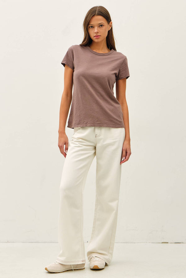 NEW COLOR-GARMENT DYED COTTON SLUB TEE-Blue Hand Home