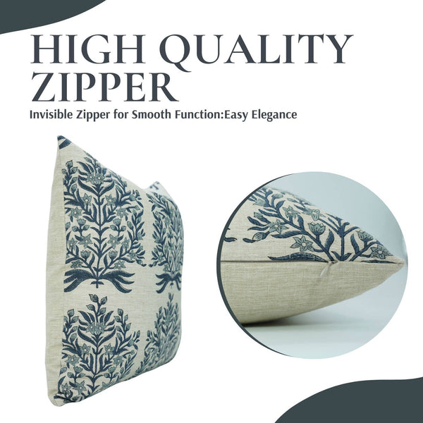 Home Decor Linen Blend Cushion Cover - Vrindavan-Blue Hand Home