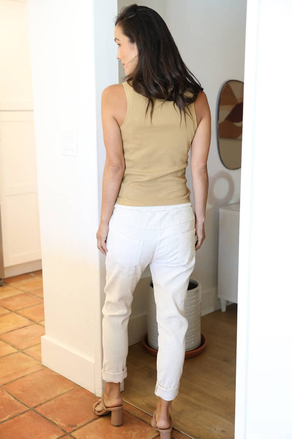 NPA28-ASIS ONE SIZE STRETCH CORDUROY DRAWSTRING WAIST PANTS-Blue Hand Home