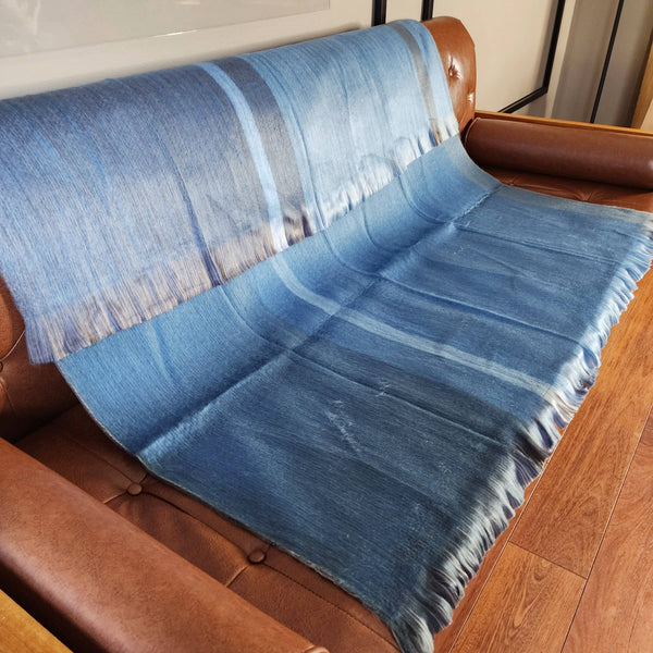 Copa - Reversible Alpaca Wool Throw Blanket-Blue Hand Home