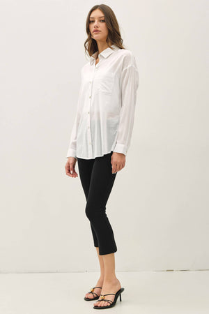 Cotton Blend Light Weight Oversized Classic Shirt-Blue Hand Home