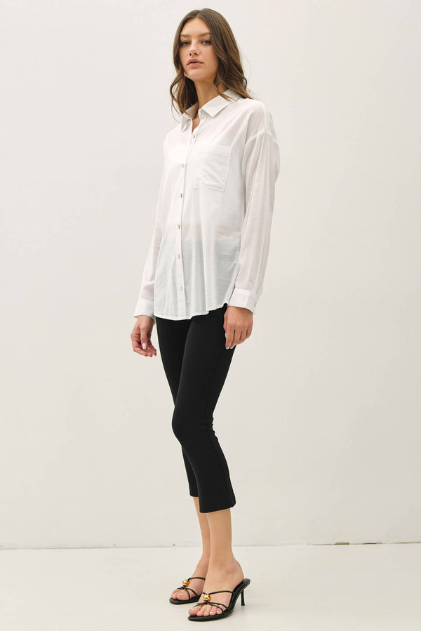 Cotton Blend Light Weight Oversized Classic Shirt-Blue Hand Home