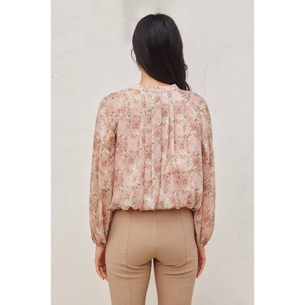 Just Because Button Down Shirred Top-Blue Hand Home