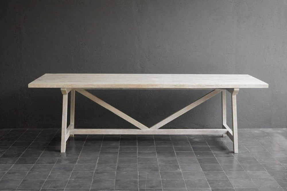 Farm Table in Lightened Teak-Organic Restoration-Blue Hand Home