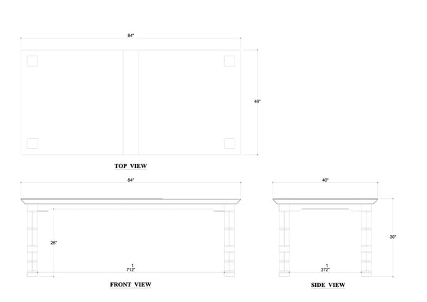 Farringdon Rectangular Dining Table 84''-Blue Hand Home