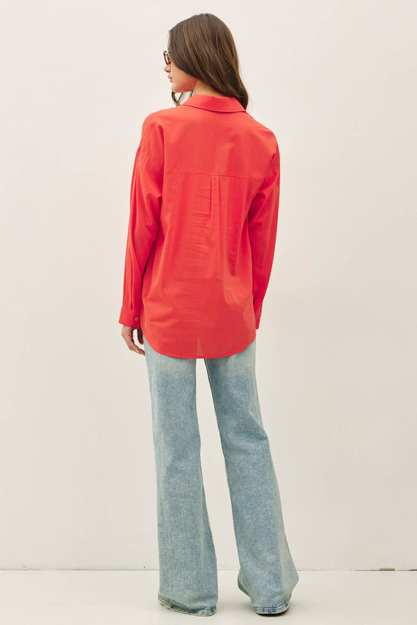 Cotton Blend Light Weight Oversized Classic Shirt-Blue Hand Home