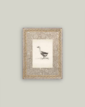 Single Goose Framed Antique Art-Blue Hand Home