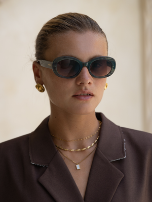 Aria Acetate Womens Oval Sunglasses