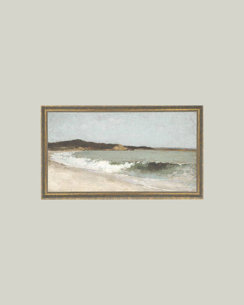 Beach Landscape Framed Antique Art-Blue Hand Home