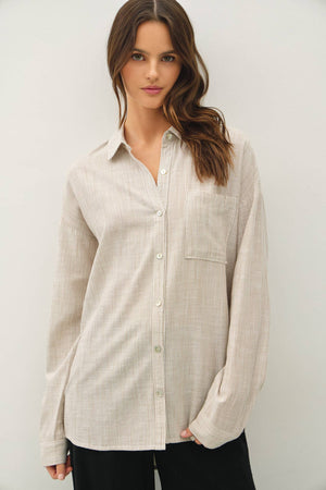 HAIRLINE STRIPE BUTTON DOWN SHIRT-Blue Hand Home