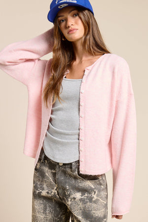 Essential Button Down Cardigan Top-Blue Hand Home