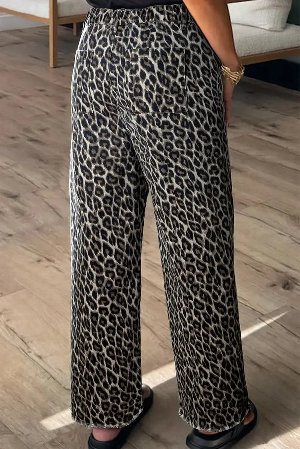 Yellow Leopard Straight Loose Leg Jeans-Blue Hand Home