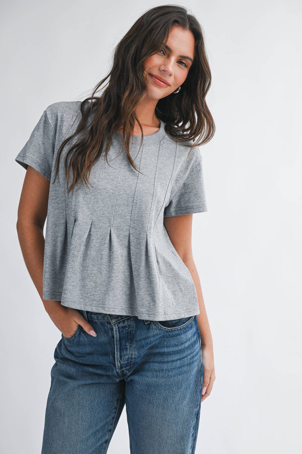 8613HK Pleated Swing Tee Top-Blue Hand Home