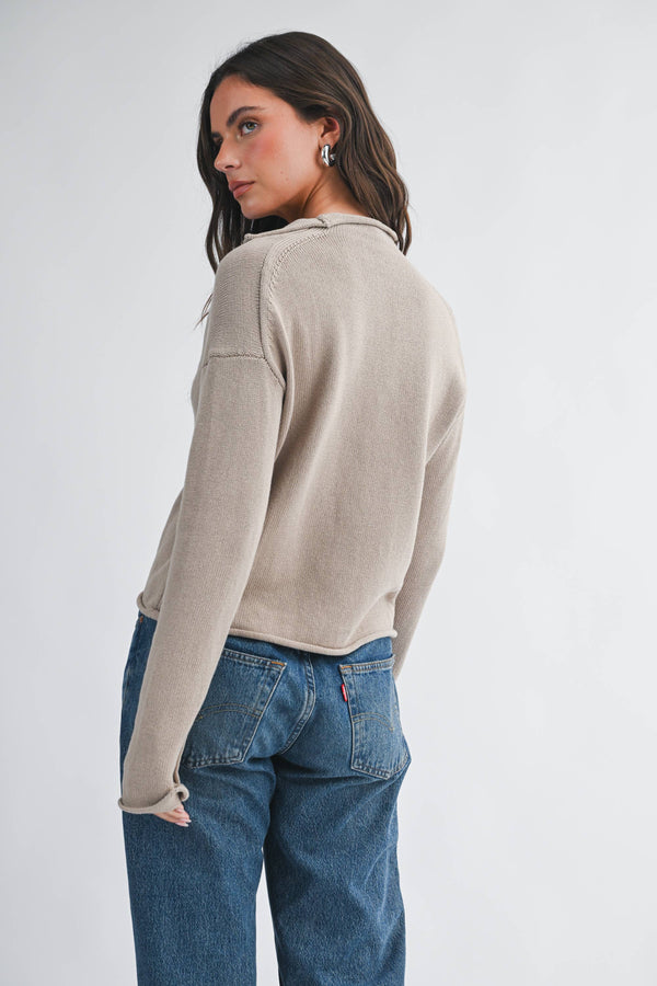 5221hk Button Front Cropped Knit Cardigan