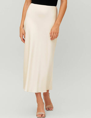 Ladies Solid Color Satin Midi Skirt 5515-Blue Hand Home