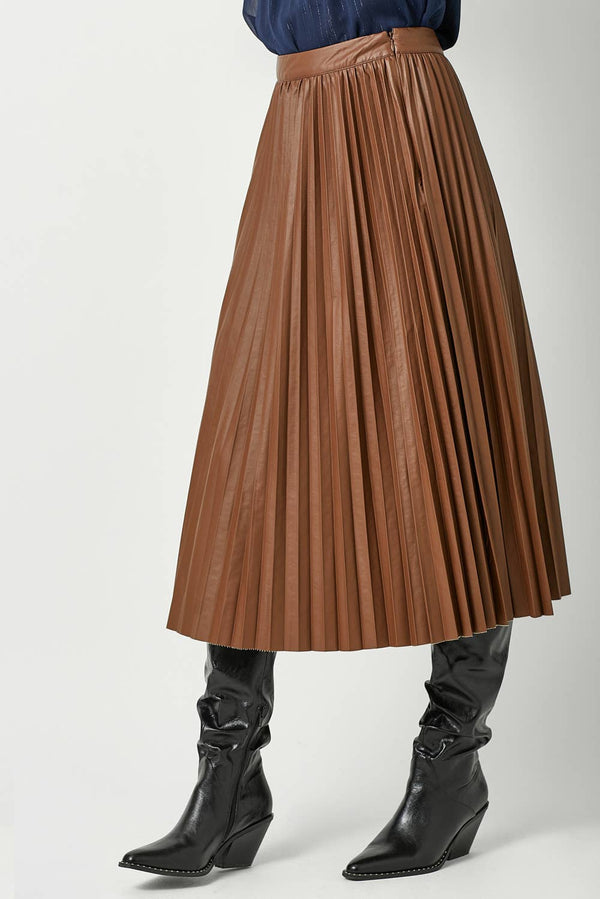 60289 Leather Pleating Skirt-Blue Hand Home
