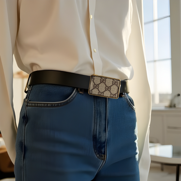 Boujee Belt | Upcycled Gucci & Leather-Blue Hand Home