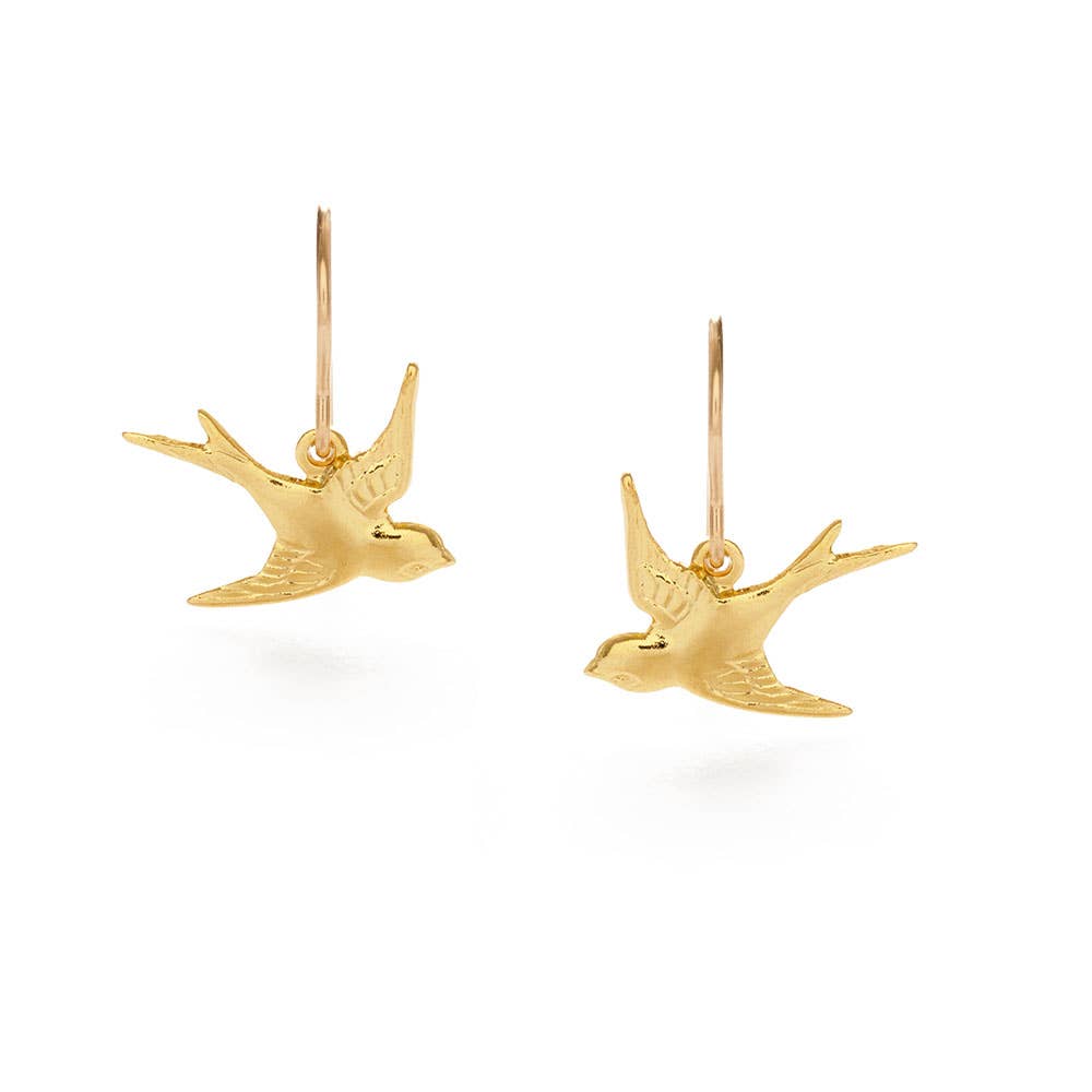 Swallow Bird Drop Earrings-Blue Hand Home