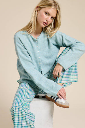 Essential Button Down Cardigan Top-Blue Hand Home