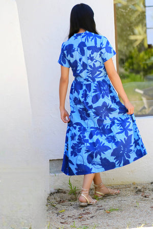 Alice Tie Waist Dress Navy Blue