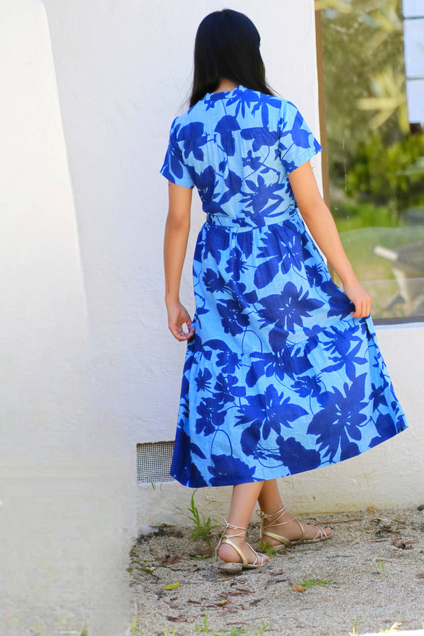 Alice Tie Waist Dress Navy Blue