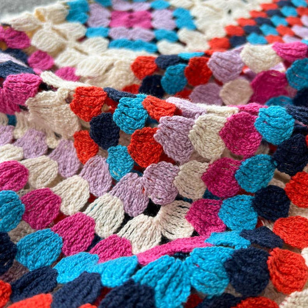 BOHO Color Blocks Crochet Cardigan long maxi cover-up-Blue Hand Home