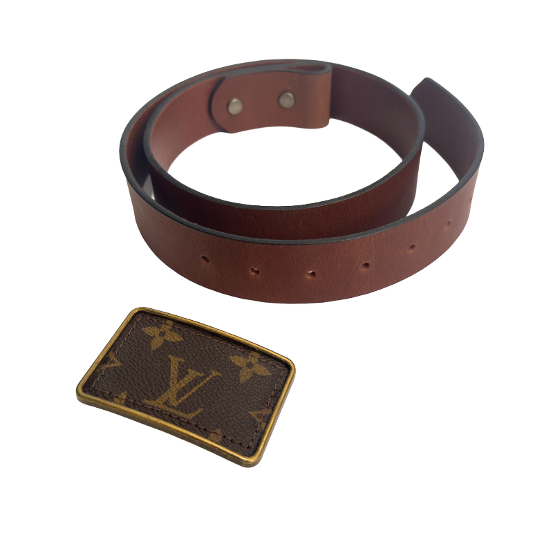 Boujee Belt | Upcycled Louis Vuitton & Leather-Blue Hand Home